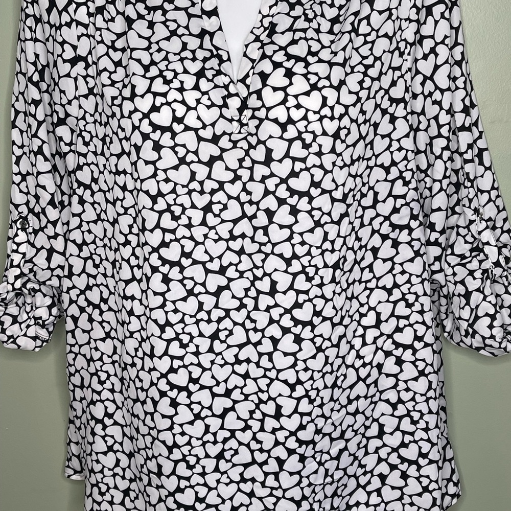 Lane Bryant white black heart blouse 18/20 NWT